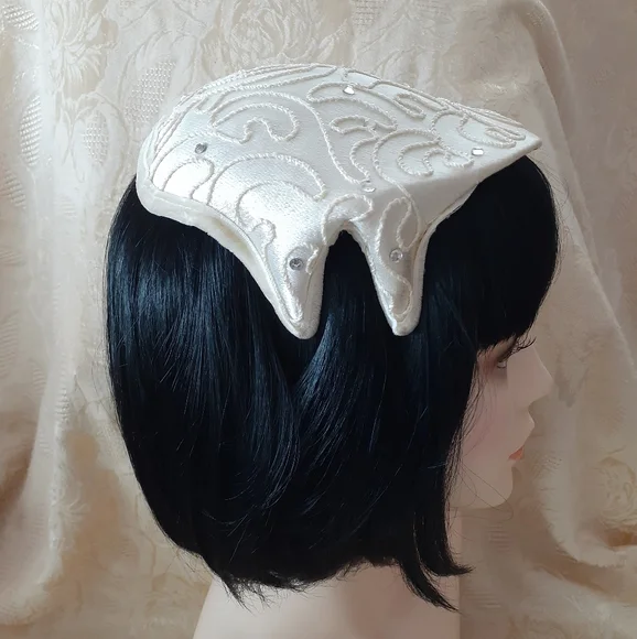 ❌️SOLD/Other Online Site Ivory Satin Bridal Vintage Hat - Picture 3 of 7